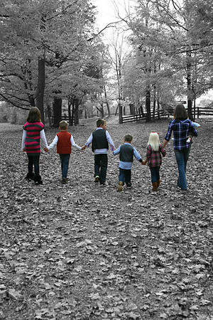 kids walking away!!!  black and white edit